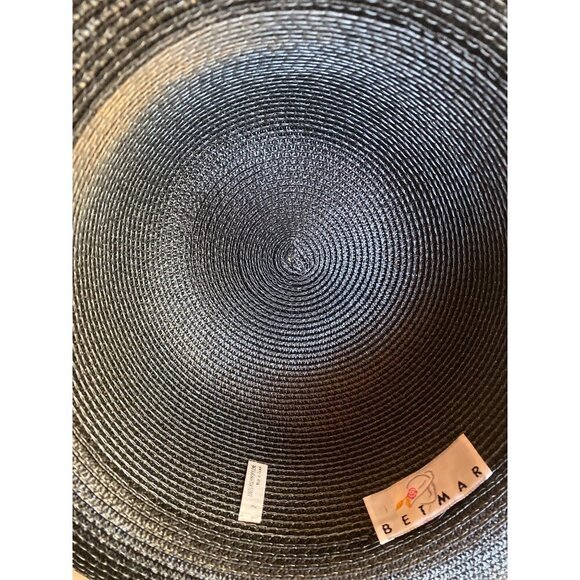 Betmar Black Woven Womans Rimmed Bowler Sun Hat One Size - Picture 6 of 6